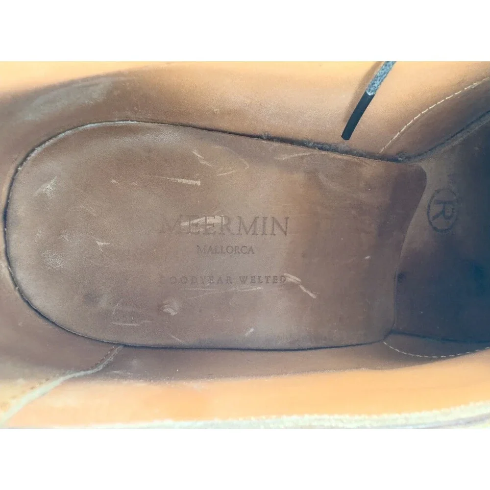 Meermin Mallorca Dark Brown Calf Leather Men's Oxford Dress Shoes Size US 8